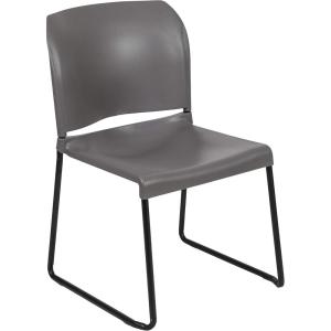 Flash Furniture HERCULES Series 880 lb. Capacity Yellow Full Back Contoured Stack Chair with Gray Powder Coated Sled Base(Grey)