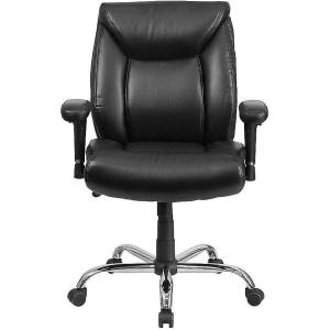 Flash Furniture HERCULES Series Big & Tall 400 lb. Rated Black LeatherSoft Deep Tufted Ergonomic Task Office Chair with Adjustable Arms(Black Leathersoft)