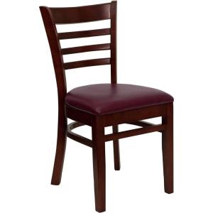 Flash Furniture HERCULES Series Ladder Back Mahogany Wood Restaurant Chair – Burgundy Vinyl Seat(Burgundy Vinyl Seat/Mahogany Wood Frame)
