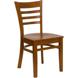 Flash Furniture HERCULES Series Ladder Back Mahogany Wood Restaurant Chair – Burgundy Vinyl Seat(Cherry Wood Seat/Cherry Wood Frame)