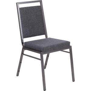 Flash Furniture HERCULES Series Square Back Stacking Banquet Chair in Dark Gray Fabric with Silvervein Frame(Dark Gray Fabric/Silver Vein Frame)