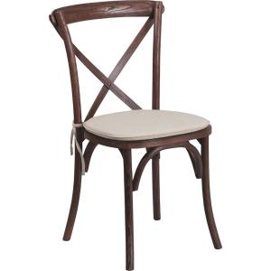 Flash Furniture HERCULES Series Stackable Early American Wood Cross Back Chair with Cushion(Mahogany)