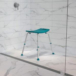 Flash Furniture HERCULES Series Tool-Free and Quick Assembly, 300 Lb. Capacity, Adjustable Gray Bath & Shower Chair with Extra Large Back(Teal)