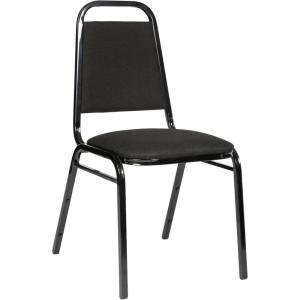 Flash Furniture HERCULES Series Trapezoidal Back Stacking Banquet Chair in Burgundy Vinyl – Silver Vein Frame(Black Fabric/Black Frame)