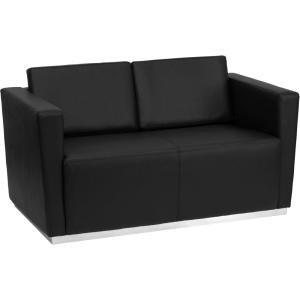 Flash Furniture HERCULES Trinity Series Contemporary Black LeatherSoft Loveseat with Stainless Steel Base(Contemporary)