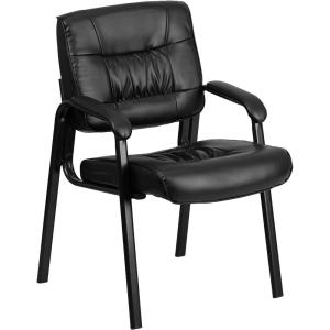 Flash Furniture Haeger White LeatherSoft Executive Side Reception Chair with Black Metal Frame(Black Leathersoft/Black Frame)