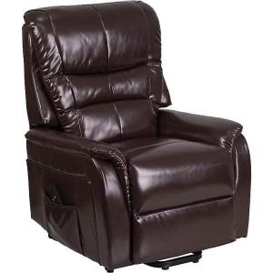 Flash Furniture Hercules – Cognac LeatherSoft Power Lift Recliner for Elderly(Brown Leathersoft)