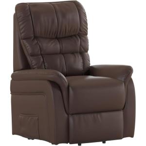Flash Furniture Hercules – Cognac LeatherSoft Power Lift Recliner for Elderly(Cognac Leathersoft)