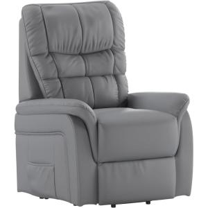 Flash Furniture Hercules – Cognac LeatherSoft Power Lift Recliner for Elderly(Gray Leathersoft)