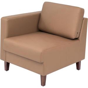 Flash Furniture Hercules Artemis Commercial Modular Left Arm Chair for Reception Areas with Solid Wood Legs, 2 Outlets, 1 USB, and 1 USB-C Ports, Cognac LeatherSoft(Cognac)