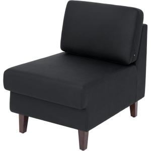 Flash Furniture Hercules Artemis Commercial Modular Middle Chair for Reception and Lobby Areas with Solid Wood Legs, Black LeatherSoft(Black)