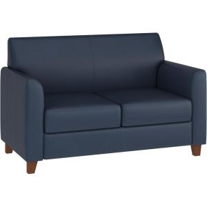 Flash Furniture Hercules Diplomat Series LeatherSoft Upholstered Loveseat, Modern Small Sofa for Living Room or Office, Black(Navy)
