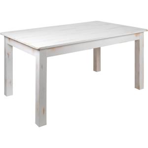 Flash Furniture Hercules Series 60″ x 38″ Rectangular Rustic Solid Pine Restaurant Table, Antique Farmhouse Dining Table for Kitchens and Restaurants(Antique Rustic White)