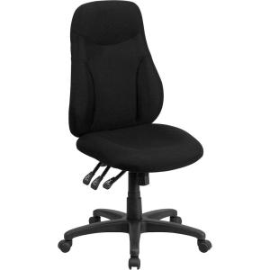 Flash Furniture Hughes High Back Black Fabric Multifunction Swivel Ergonomic Task Office Chair