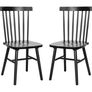 Flash Furniture Ingrid Commercial Windsor Solid Wood Dining Room Chairs, Modern Armless Dining Chairs for Kitchens and Restaurants, Set of 2, Black(Black)