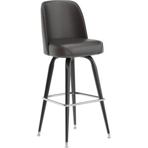 Flash Furniture James 2 Pack Metal Barstool with Upholstered Swivel BucketSeat and Integrated Footrest(Dark Brown)
