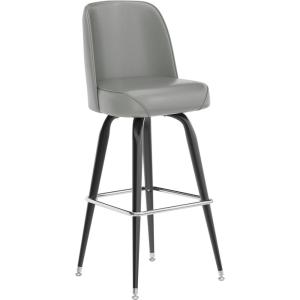 Flash Furniture James 2 Pack Metal Barstool with Upholstered Swivel BucketSeat and Integrated Footrest(Grey)
