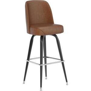 Flash Furniture James 2 Pack Metal Barstool with Upholstered Swivel BucketSeat and Integrated Footrest(Weathered Brown)