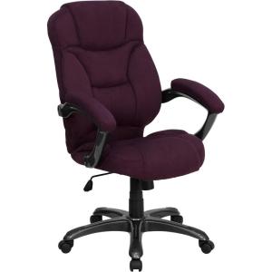 Flash Furniture Jessie High Back Brown Microfiber Contemporary Executive Swivel Ergonomic Office Chair with Arms(Grape Microfiber)