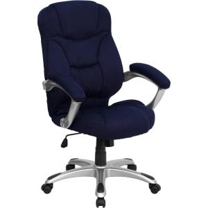 Flash Furniture Jessie High Back Brown Microfiber Contemporary Executive Swivel Ergonomic Office Chair with Arms(Navy Blue Microfiber)