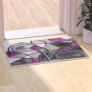 Flash Furniture Jubilee Collection Abstract Area Rug – Colorfast Blue Olefin Rug – 8′ x 10′ Area Rug – Jute Backing – Living Room, Bedroom, & Family Room(Purple)