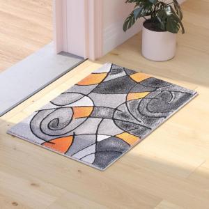 Flash Furniture Jubilee Collection Abstract Area Rug – Colorfast Blue Olefin Rug – 8′ x 10′ Area Rug – Jute Backing – Living Room, Bedroom, & Family Room(Orange)