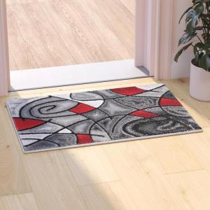 Flash Furniture Jubilee Collection Abstract Area Rug – Colorfast Blue Olefin Rug – 8′ x 10′ Area Rug – Jute Backing – Living Room, Bedroom, & Family Room(Red)