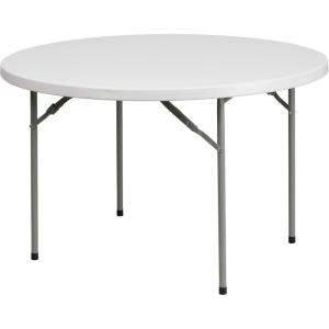 Flash Furniture Kathryn 4′ Round Plastic Folding Event Table for Parties and Trade Shows, Portable Indoor/Outdoor Event Banquet Table, White