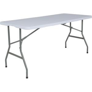 Flash Furniture Kathryn 4.97-Foot Bi-Fold Granite White Plastic Folding Table
