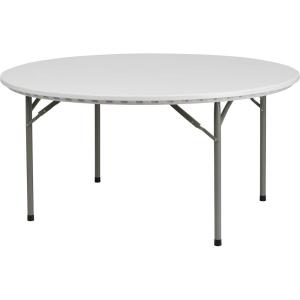 Flash Furniture Kathryn 5-Foot Round Granite White Plastic Folding Table, Commercial Grade Round Table for 8 Guests