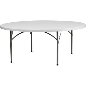 Flash Furniture Kathryn 6′ Round All-Occasion Plastic Folding Event Table, Foldable Portable Banquet Table for Indoor/Outdoor Events, White