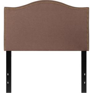 Flash Furniture Lexington Upholstered Twin Size Headboard with Accent Nail Trim in White Fabric(Camel)