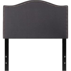Flash Furniture Lexington Upholstered Twin Size Headboard with Accent Nail Trim in White Fabric(Dark Gray)