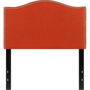 Flash Furniture Lexington Upholstered Twin Size Headboard with Accent Nail Trim in White Fabric(Orange)