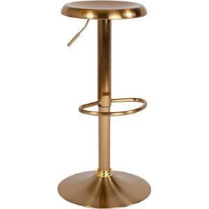 Flash Furniture Madrid Series Adjustable Height Retro Metal Barstool with Footrest, Backless Adjustable Bar or Counter Height Swivel Stool, Gold(Gold)