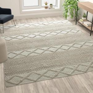 Flash Furniture Melissa Handwoven Area Rug – White and Ivory – 8′ x 10′ – Geometric Design(White/Ivory)