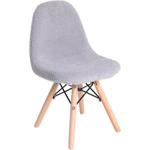 Flash Furniture Modern Zula Kid’s Modern Padded Armless Faux Sherpa Accent Chairs with Beechwood Legs – Gray