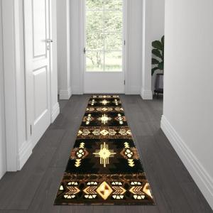 Flash Furniture Mohave Traditional Southwestern Style Area Rug – Rustic Ivory Accent Rug – 8′ x 10′ – Olefin Fibers with Jute Backing(Black)