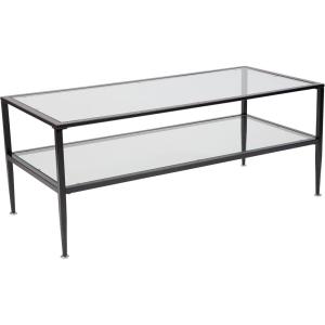 Flash Furniture Newport Collection Glass Coffee Table with Black Metal Frame(Coffee Table)