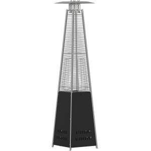 Flash Furniture Outdoor Patio Heater with Wheels – Silver – 42,000 BTU – 7.5 Feet Tall – Stainless Steel – For Residential and Commercial Use(Black)