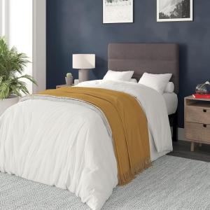 Flash Furniture Paxton Upholstered Headboard – Channel Stitched Gray Fabric Upholstery – King – Adjustable Height from 44.5″ to 57.25″ From Floor(Gray)