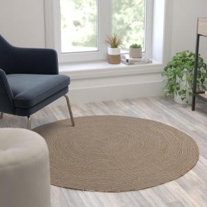 Flash Furniture Prima Natural Fiber Jute Area Rug 8′ x 10′ – Braided Indoor Jute Rug – Natural Area Rugs(Natural)