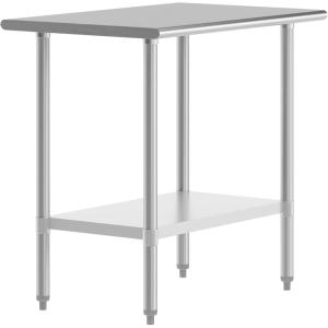 Flash Furniture Reader Stainless Steel 18 Gauge Prep and Work Table with 1.5″ Backsplash and Undershelf – NSF Certified – 72″W x 30″D x 36″H(24″ x 36″ without Backsplash)