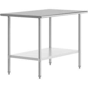 Flash Furniture Reader Stainless Steel 18 Gauge Prep and Work Table with 1.5″ Backsplash and Undershelf – NSF Certified – 72″W x 30″D x 36″H(30″ x 48″ without Backsplash)