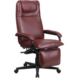Flash Furniture Robert High Back White LeatherSoft Executive Reclining Ergonomic Swivel Office Chair with Arms(Burgundy)