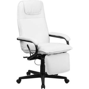 Flash Furniture Robert High Back White LeatherSoft Executive Reclining Ergonomic Swivel Office Chair with Arms(White)