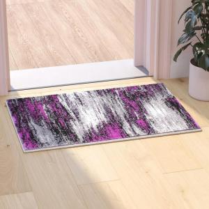 Flash Furniture Rylan Collection Contemporary Area Rug – High Pile Blue Olefin Rug – 2′ x 7′ Area Rug – Jute Backing – Hallway, Entryway, Bedroom, Living Room(Purple)