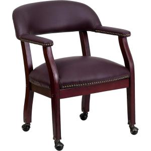 Flash Furniture Sarah Navy Vinyl Luxurious Conference Chair with Accent Nail Trim and Casters(Burgundy Leathersoft)
