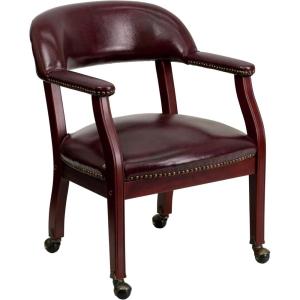 Flash Furniture Sarah Navy Vinyl Luxurious Conference Chair with Accent Nail Trim and Casters(Oxblood Vinyl)