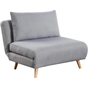 Flash Furniture Shaw Tri-Fold Convertible Sleeper Chair with Pillow, 3-in-1 Multifunctional Adjustable Sleeper, Channel Stitching, Hideaway Legs, Cream Boucle(Light Gray)